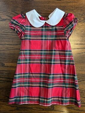 Girls Red Plaid Peter Pan Collar Dress
